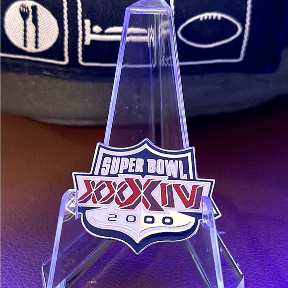 Vintage Super Bowl XXXIV 2000 Hat AND matching enamel pin - bought at the game! - Picture 2 of 5